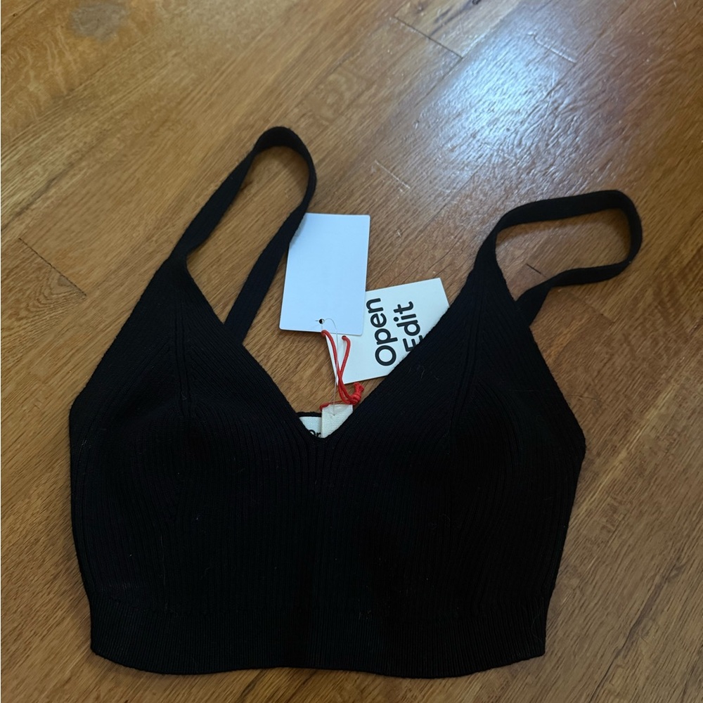 Open Edit Black Crop Top